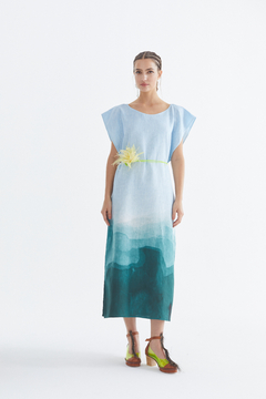 Túnica Larga Lino Estampa Olas - Pre Order - comprar online