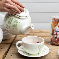Handpainted Ceramic Tea Set + Dehydrated Fruits