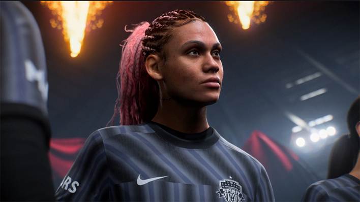 Primer plano de la adaptación en el juego de Trinity Rodman en EA SPORTS FC™ 26.