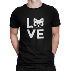 Camiseta Camisa Amo Gato Cat Masculino Preto