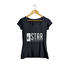 Camiseta Baby Look Star Labs the Flash Feminino preto