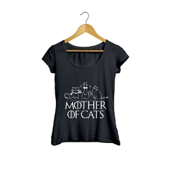 Camiseta Baby Look Mãe de gatos Mother Cats Preto Feminino