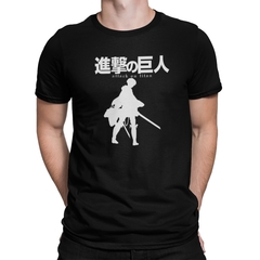 Camiseta Camisa Shingeky no Kyojin Masculino Preto