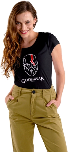Camiseta Baby Look Deus da Guerra God of War Feminino Preto na internet