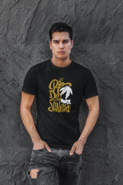 Camiseta Camisa Rio de Janeiro Brasil Cidade Dourado Masculina Preto - comprar online