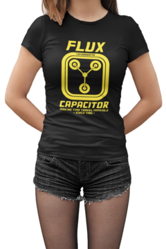 Camiseta Baby Look Flux Capacitor Feminino Preto - comprar online