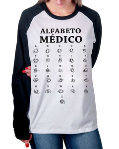 Camiseta Raglan Manga Longa Alfabeto Médico na internet