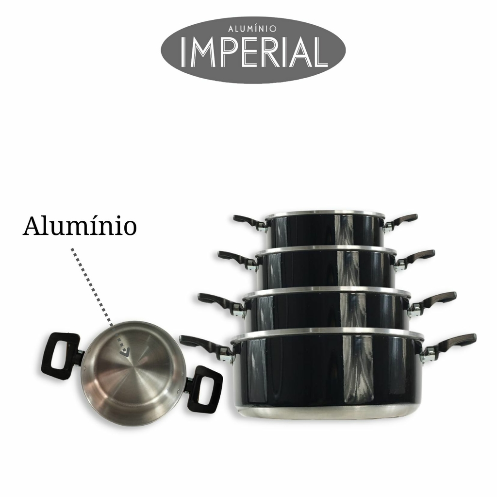 Conjunto 5 Panelas Alumínio Tampa Vidro Linha Cozinha Chicky Cor Vermelho  (Caçarolas Luxo, Panela Nova na Sua Cozinha)