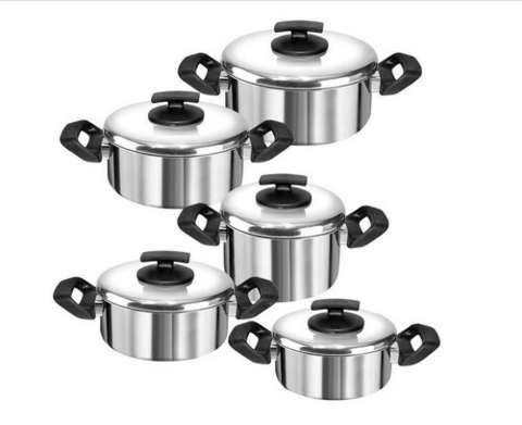 Conjunto 5 Panelas Alumínio Tampa Vidro Linha Cozinha Chicky Cor Vermelho  (Caçarolas Luxo, Panela Nova na Sua Cozinha)