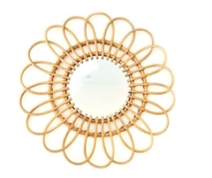 ESPEJO DE RATAN 100% VARAS DISEÑO FLOR 60CM