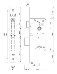 Cerradura Puerta Exterior Pasador Rectangular Kallay 4006 - comprar online