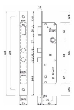 Cerradura Puerta Angosta Exterior Doble Perno Kallay 5006 - comprar online