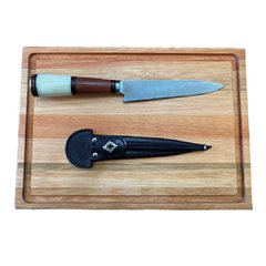 COMBO CUCHILLO Y PLATO. Mango de madera y hueso