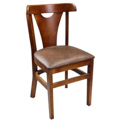 Cadeira de Madeira Y com Encosto Anatômico e Assento Estofado - Ref. 212 - Cor: Tabaco, Imbuia ou Mel