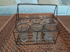 Portavasos de hierro con 6 vasos antiguos - comprar online