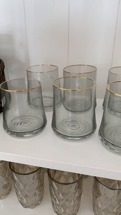 VASO VIDRIO BORDE DORADO