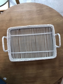 BANDEJA RATTAN BLANCA - comprar online
