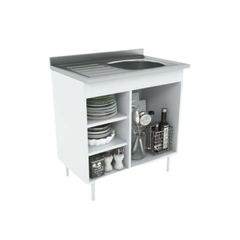 Bajo Mesada 80cm con estantes de almacenamiento y una puerta para guardado, ideal para almacenar vajilla, comestibles o productos varios, con patas regulables de altura