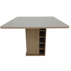 mesa cuadrada tapa de vidrio de 3mm de espesor 105x105cm estructura de mdo color semil madera freijo 