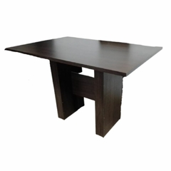 mesa rectangular de melamina color madera oscuro de 120x80cm para 4 personas 