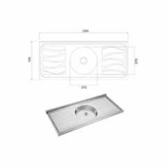 Bacha acero inoxidable de 80cm de ancho con 1 pileta al medio y superficies laterales antideslizantes