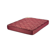 colchon 140x190cm de espuma de alta densidad de 26kgs/m3 21cm  totalmente matelasseado en tela jackard color rojo Sistema Air Flow y CFC Free base box eco cuero resistente con patas de madera con rosca universal