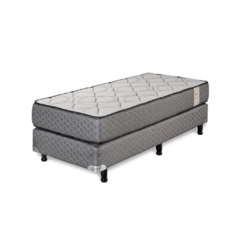 conjunto sommier piero nuevo paraiso 1 plaza y media 100x190cm  placa de espuma de poliuretano. densidad alta: 35 kgs/m3. tela jackard totalmente matelasseada. altura: 24 cm.