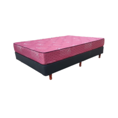 splendid suavegom sommier  140x190cm de espuma de alta densidad de 26kgs/m3 21cm  totalmente matelasseado en tela jackard color rojo Sistema Air Flow y CFC Free base box eco cuero resistente con patas de madera con rosca universal