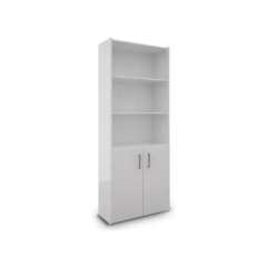 biblioteca estanteria - Biblioteca de 4 estantes con 2 puestas, fabricada en melamina de 15mm, en color blanco