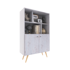 Biblioteca Escandinava con Puertas, completamente blanca o color enigma. de 80cm de ancho