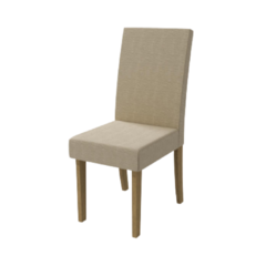 silla de melamina con estructura reforzada tapizada en tela pana estampada color beige con tratamiento antimanchas y antidesgarro 