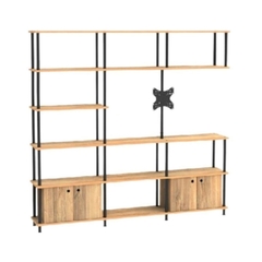 Biblioteca Rack construido con melamina, super resistente. Patas de hierro con estructura giratoria de 360º para el televisor 