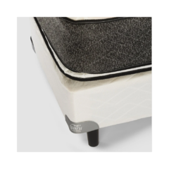 sommier 1 1/2 plaza resorte totalmente matelasseado en chenille y base en tela jackard color blanco