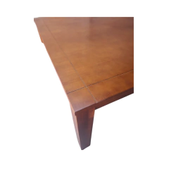 mesa con calado, mesa con tupi, mesa marron, mesa para 8 o 6 sillas 