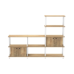 Rack TV con biblioteca triple construida en melamina de 18mm color marron claro y en caño de 30mm diámetro color blanco dimensiones  147cm x 192cm 30cm Neuquen 