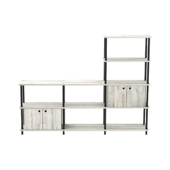 Rack TV con biblioteca triple construida en melamina de 18mm color blanca y en caño de 30mm diámetro color negro dimensiones  147cm x 192cm 30cm Neuquen 