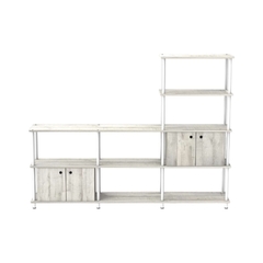 Rack TV con biblioteca triple construida en melamina de 18mm color alaska y en caño de 30mm diámetro color blanco dimensiones  147cm x 192cm 30cm Neuquen 