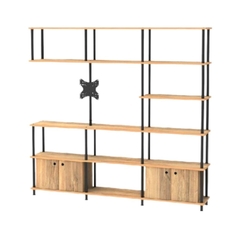Biblioteca Rack elegante con soporte giratorio para televisor contruido en melamina de 18mm y hierro Dimensiones: 182cmx192cmx30cm