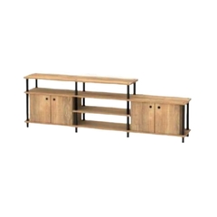 mesa tv rack neuquen construida en melamina y caño con puertas y estantes 192x60cm