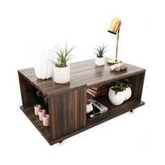 Mesa Ratona con estante de vidrio y ruedas