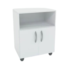 Porta Microondas con 2 puertas y estante, en color blanco, de 76cm de altura