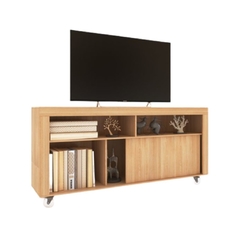 Rack TV Cipolletti - Rack Tv Boston con Ruedas en color roble natural, de 160cm de ancho, con 5 espacios de guardado