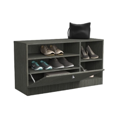 Zapatero con puerta con piston, de 3 estantes internos y 3 externos en 100cm de ancho