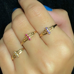 CODIGO 1004 anillo oro 18K con piedras blancas - comprar online
