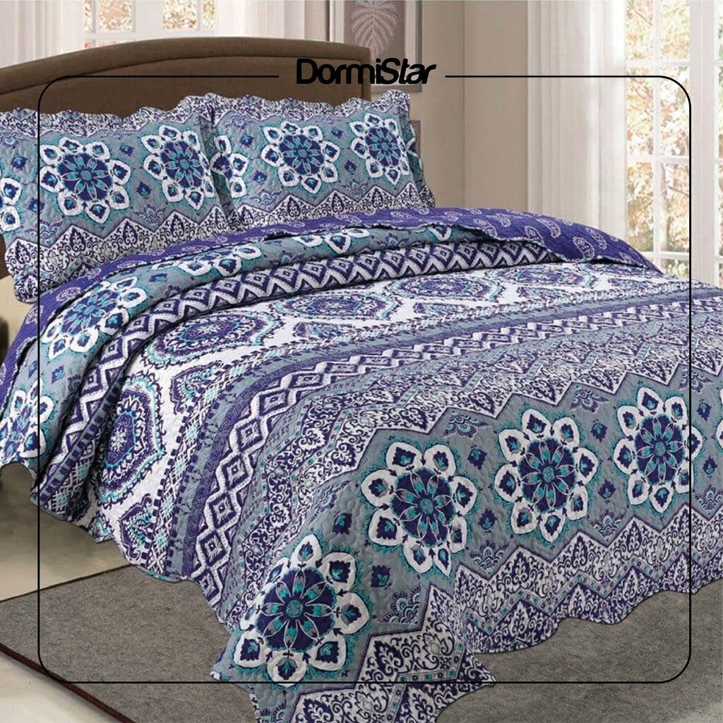 Cubrecama Queen Size Mantra Quilts Stone Wash