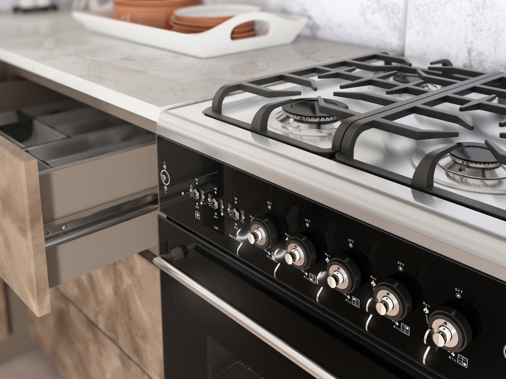 COCINA COUNTRY 55 cm (4 hornallas) (con motor convector forzador)