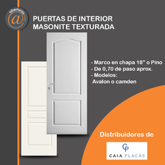 Puerta Placa CAIA Texturada Camdem o Avalon 0,80 Marco Chapa 18 y Pino CAIA