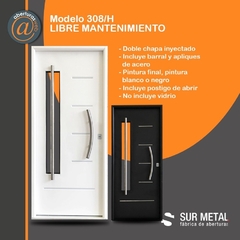 Puerta Doble chapa inyectada Mod 308 SM Pintura Final Epoxi InterPlus 0,90 Blanca o negra