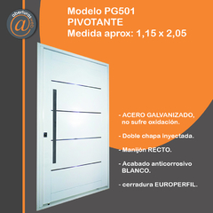 Puerta PIVOTANTE Chapa Galvanizada ciega manijon recto 1,15 x 2,05 PG501 - comprar online