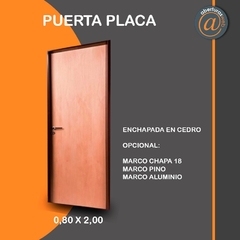 Puerta Placa Cedro 0,80 Carpincruz Marco Chapa18 /M. Pino / M. Aluminio